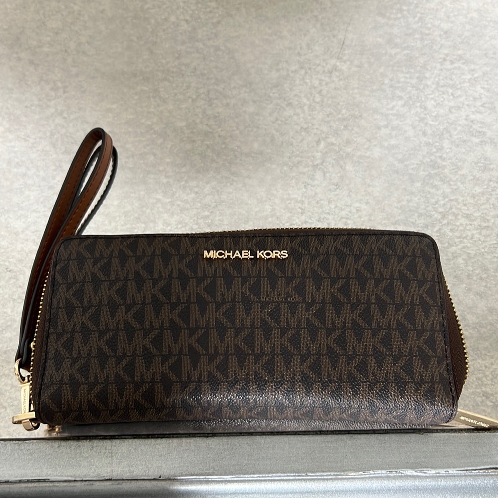 Brown Michael Kors Wristlet